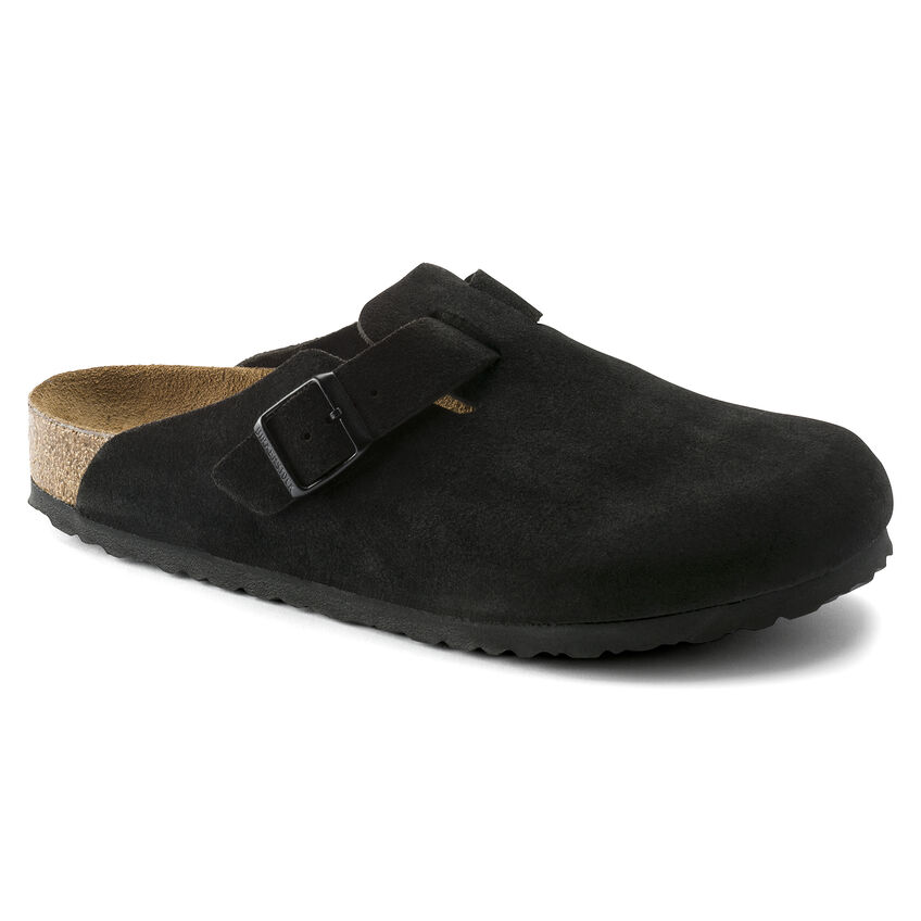 Birkenstock Boston Soft Footbed Suede Leather Black
